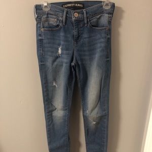Express Distressed Cropped Ankle Jeggings
